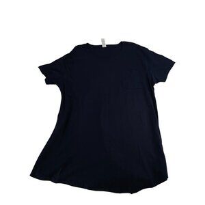 Fleece Factory Short-Sleeve Chest Pocket T-Shirt XL Women's Blue Cotton Casual